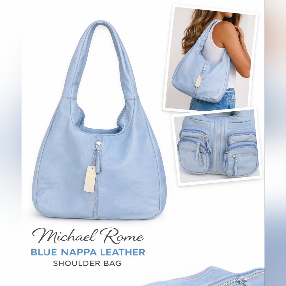 Michael‎ Rome blue nappa leather shoulder bag NWT